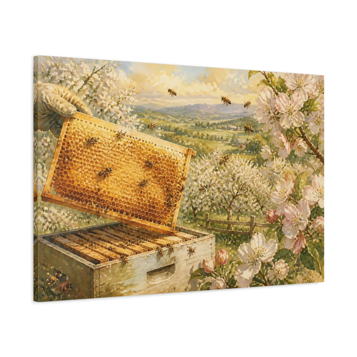 Main Mockup. Orchard Honeycomb Harvest shown as canvas print