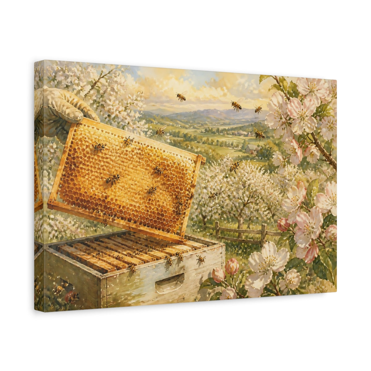 Side Mockup 4. Orchard Honeycomb Harvest shown as canvas print