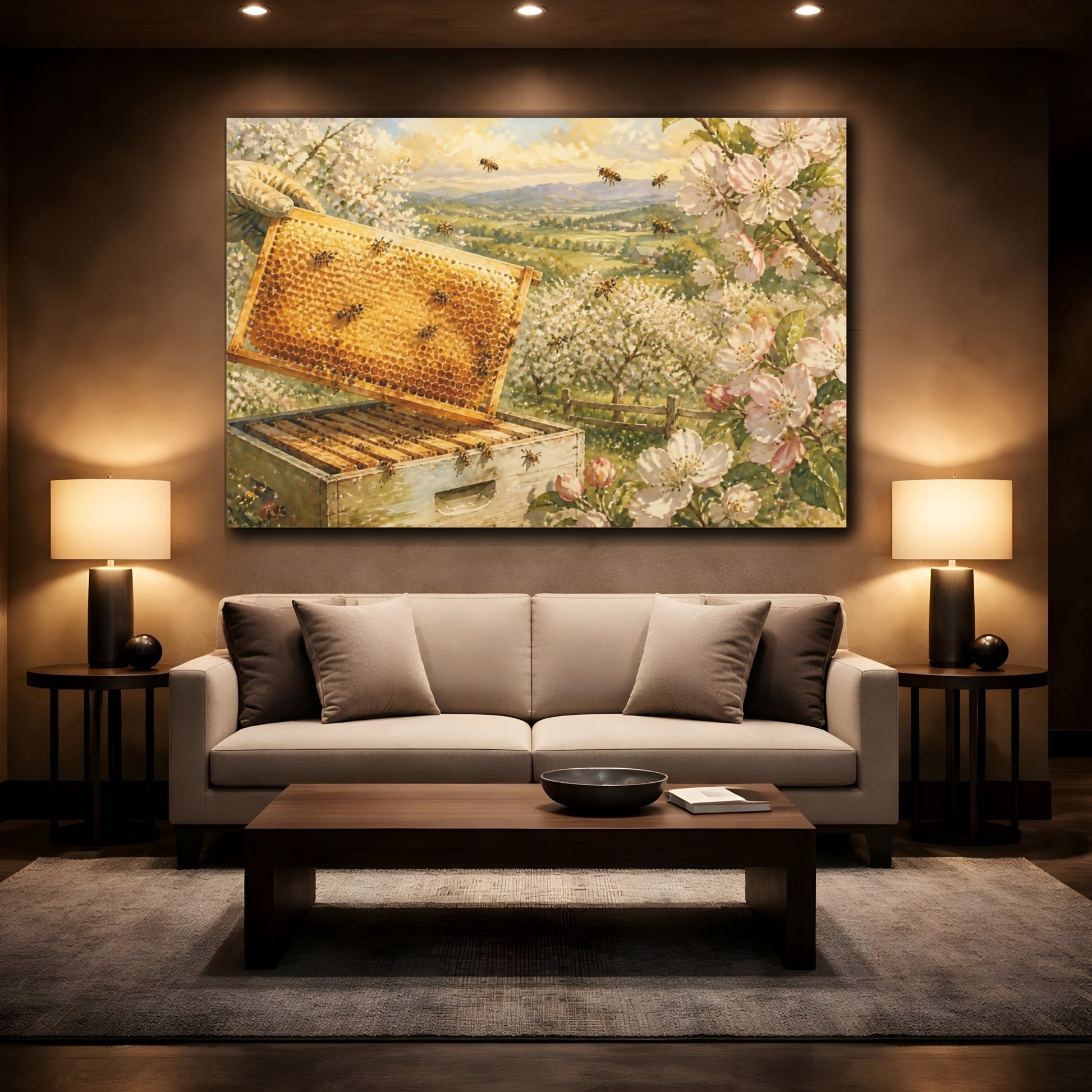 Mockup 2. Orchard Honeycomb Harvest shown as canvas print