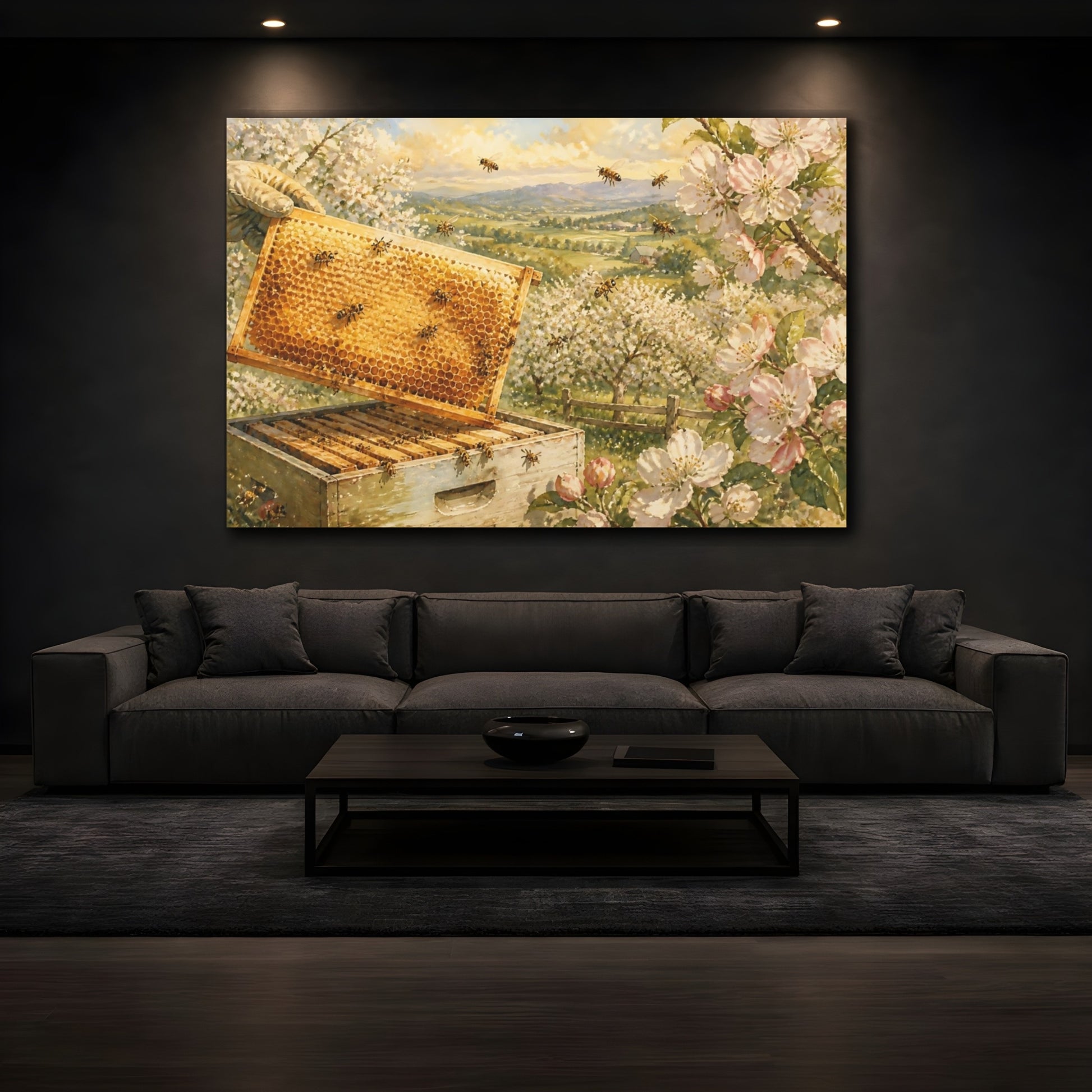 Mockup 3. Orchard Honeycomb Harvest shown as canvas print