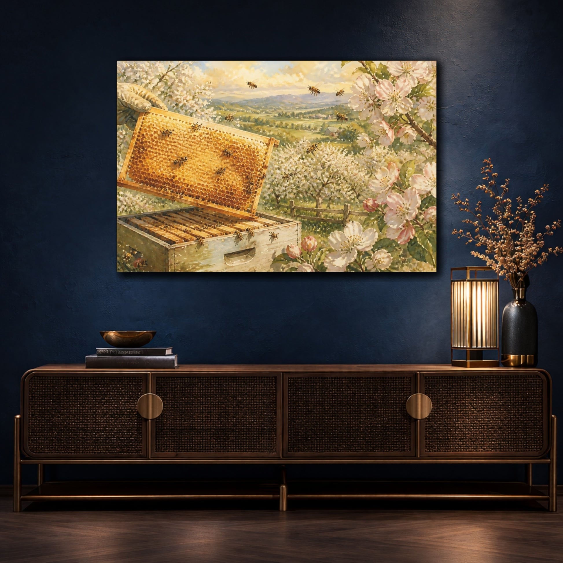 Mockup 4. Orchard Honeycomb Harvest shown as canvas print