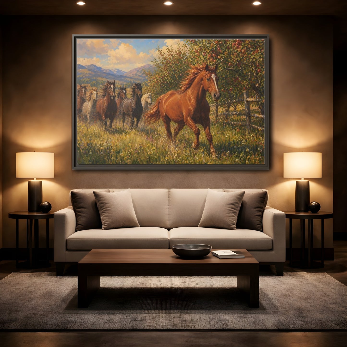 Mockup 2. Orchard Run shown as framed canvas print