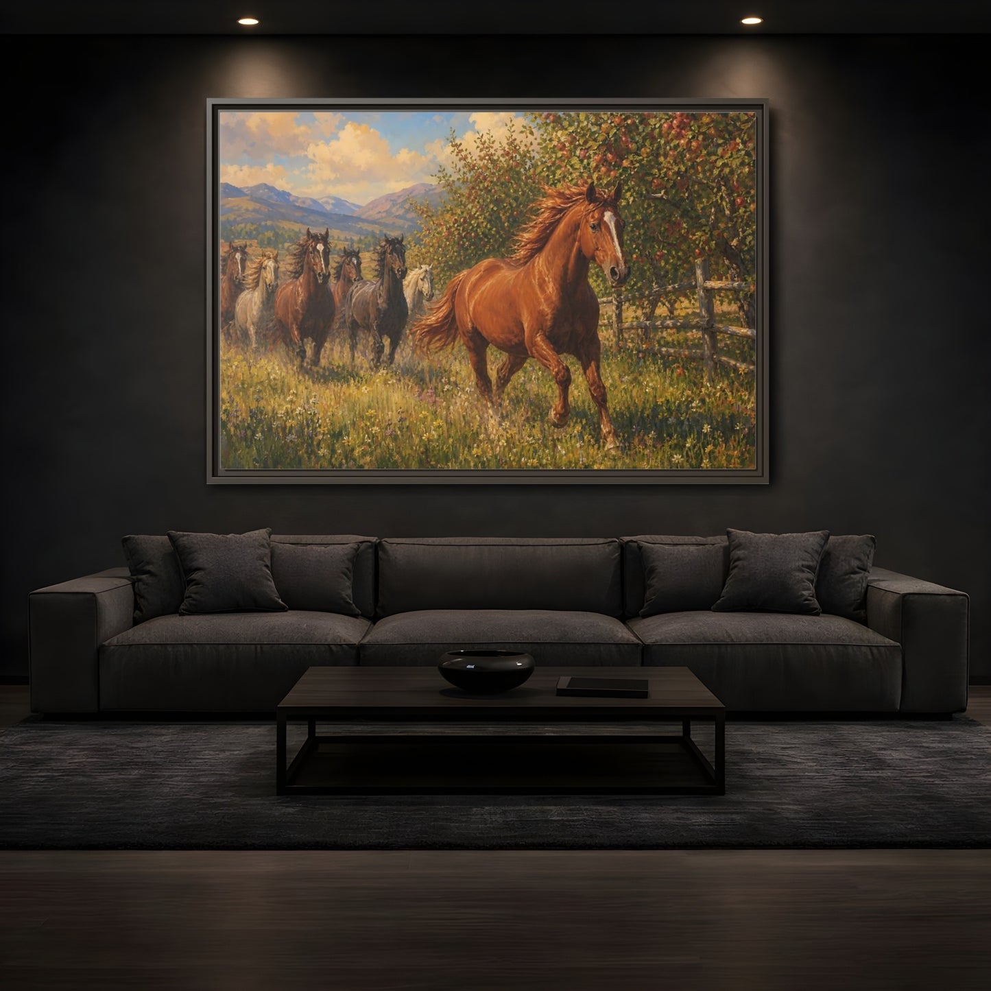 Mockup 3. Orchard Run shown as framed canvas print