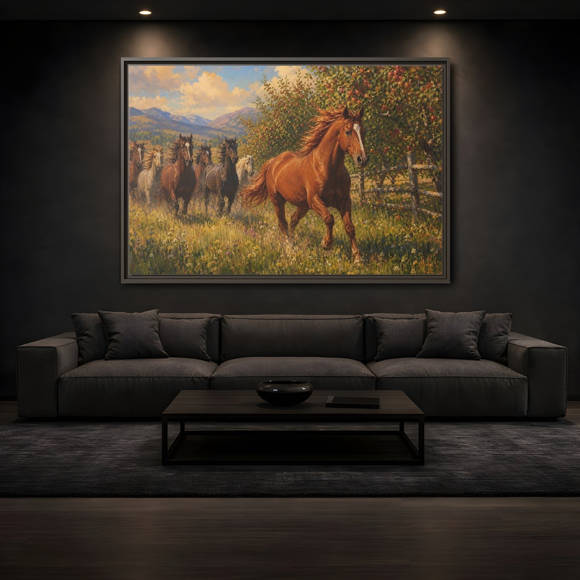 Mockup 3. Orchard Run shown as framed canvas print