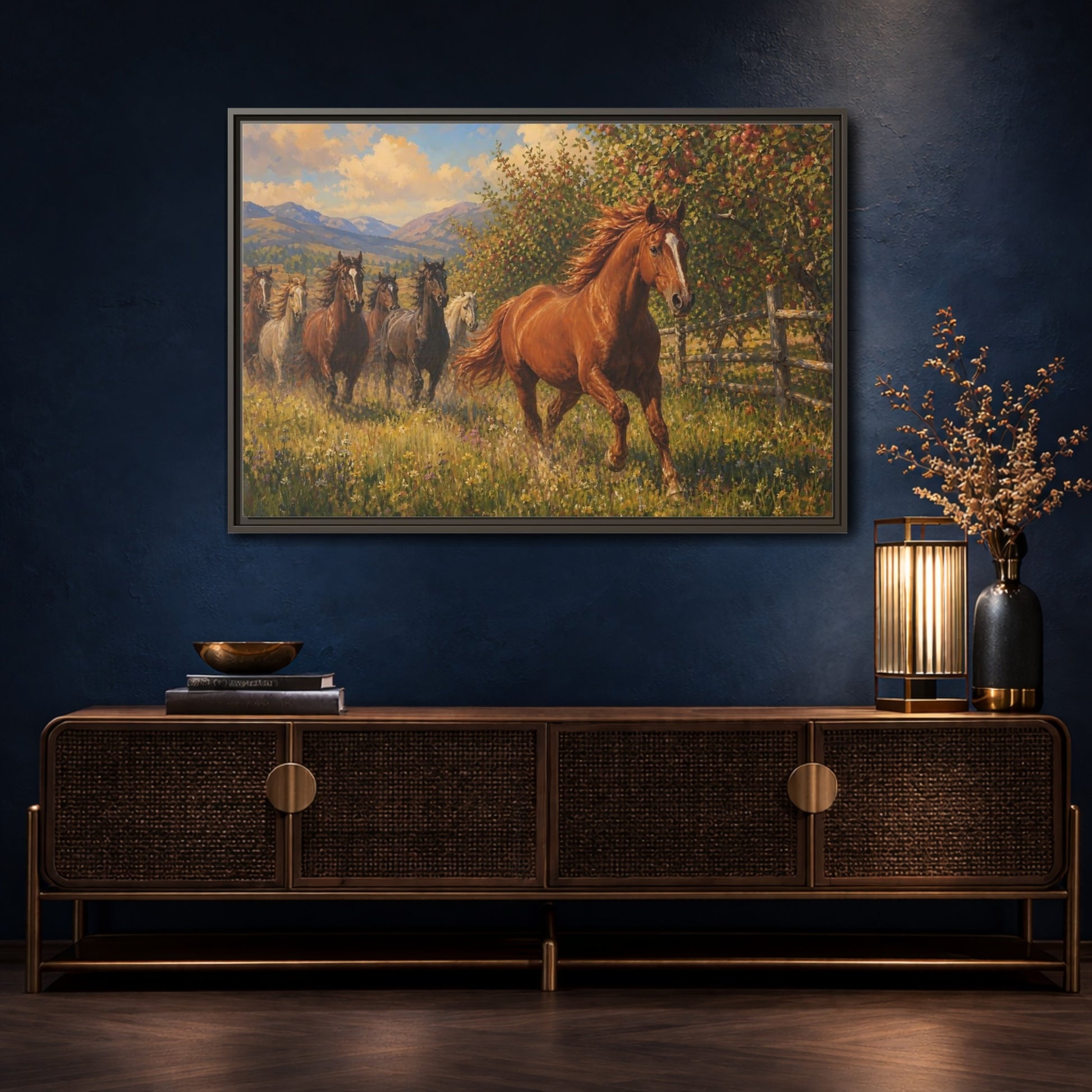Mockup 4. Orchard Run shown as framed canvas print