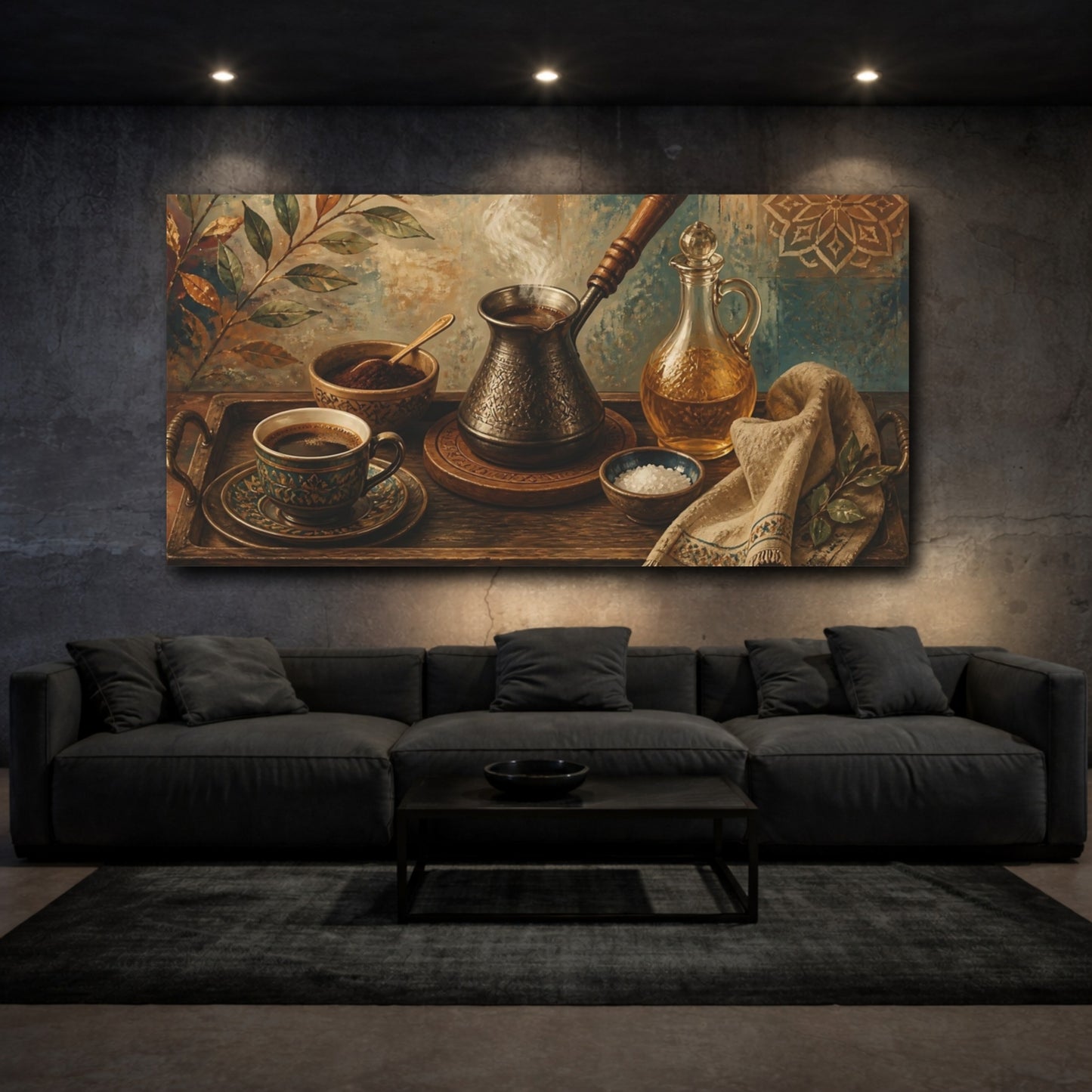 Mockup 3. Ornate Coffee Tray shown as canvas print