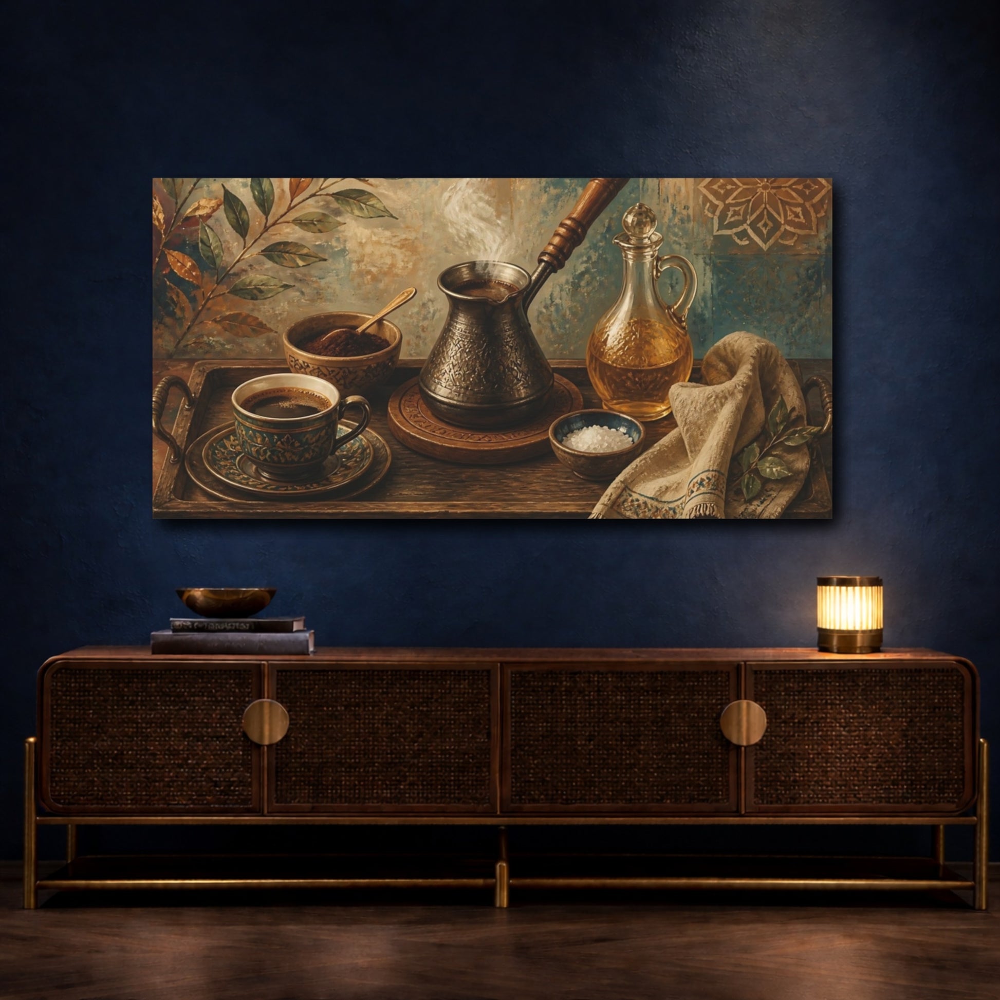 Mockup 4. Ornate Coffee Tray shown as canvas print