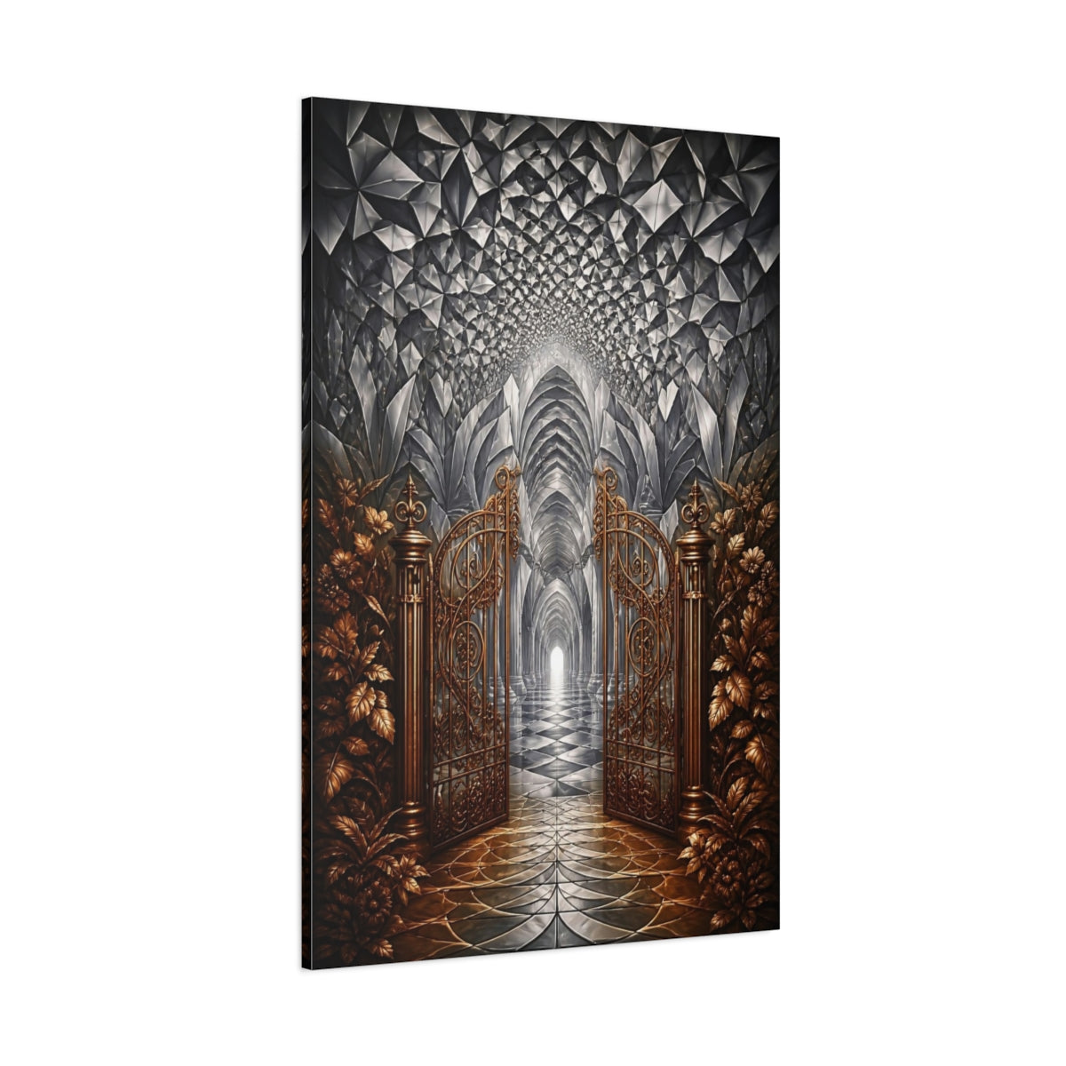 Side Mockup 1. Ornate Gate Illusion shown as canvas print