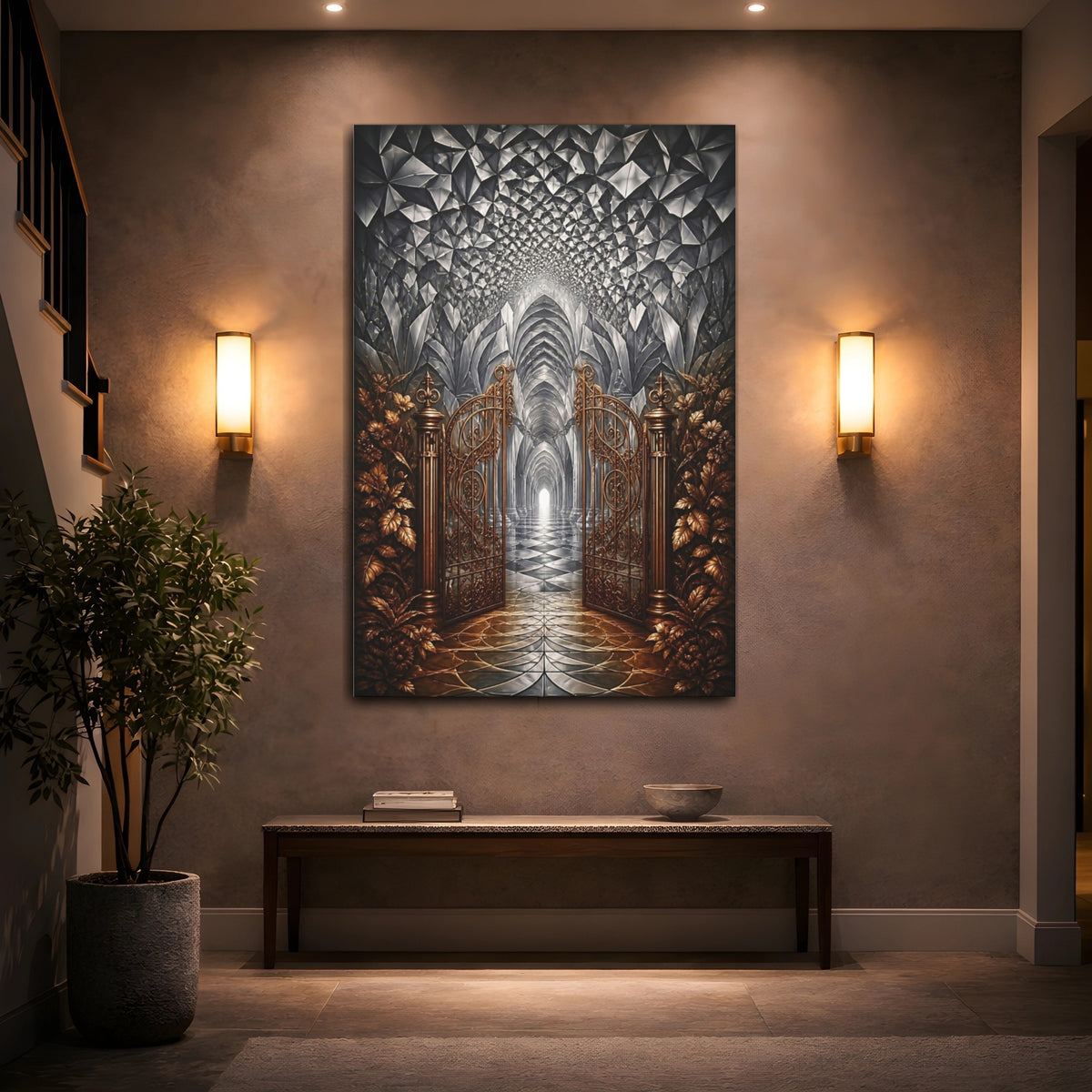 Mockup 2. Ornate Gate Illusion shown as canvas print