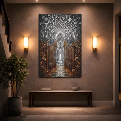 Mockup 2. Ornate Gate Illusion shown as canvas print