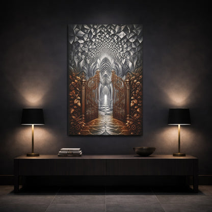 Mockup 3. Ornate Gate Illusion shown as canvas print