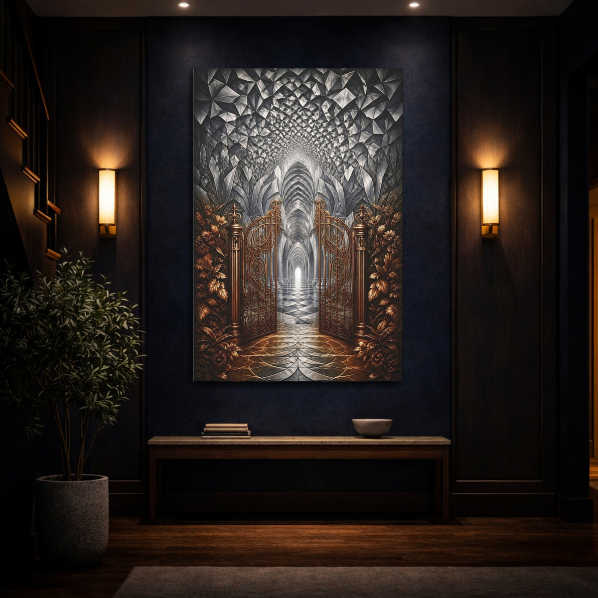 Mockup 4. Ornate Gate Illusion shown as canvas print