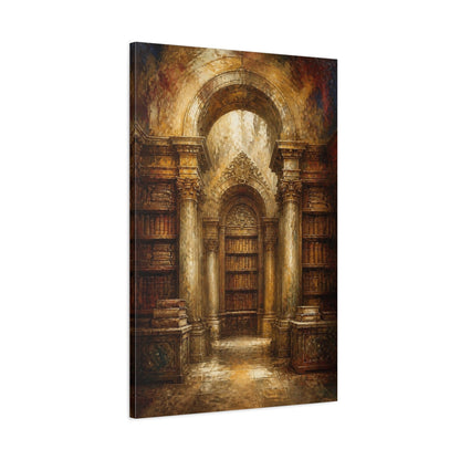 Main Mockup. Ornate Library Archway shown as canvas print