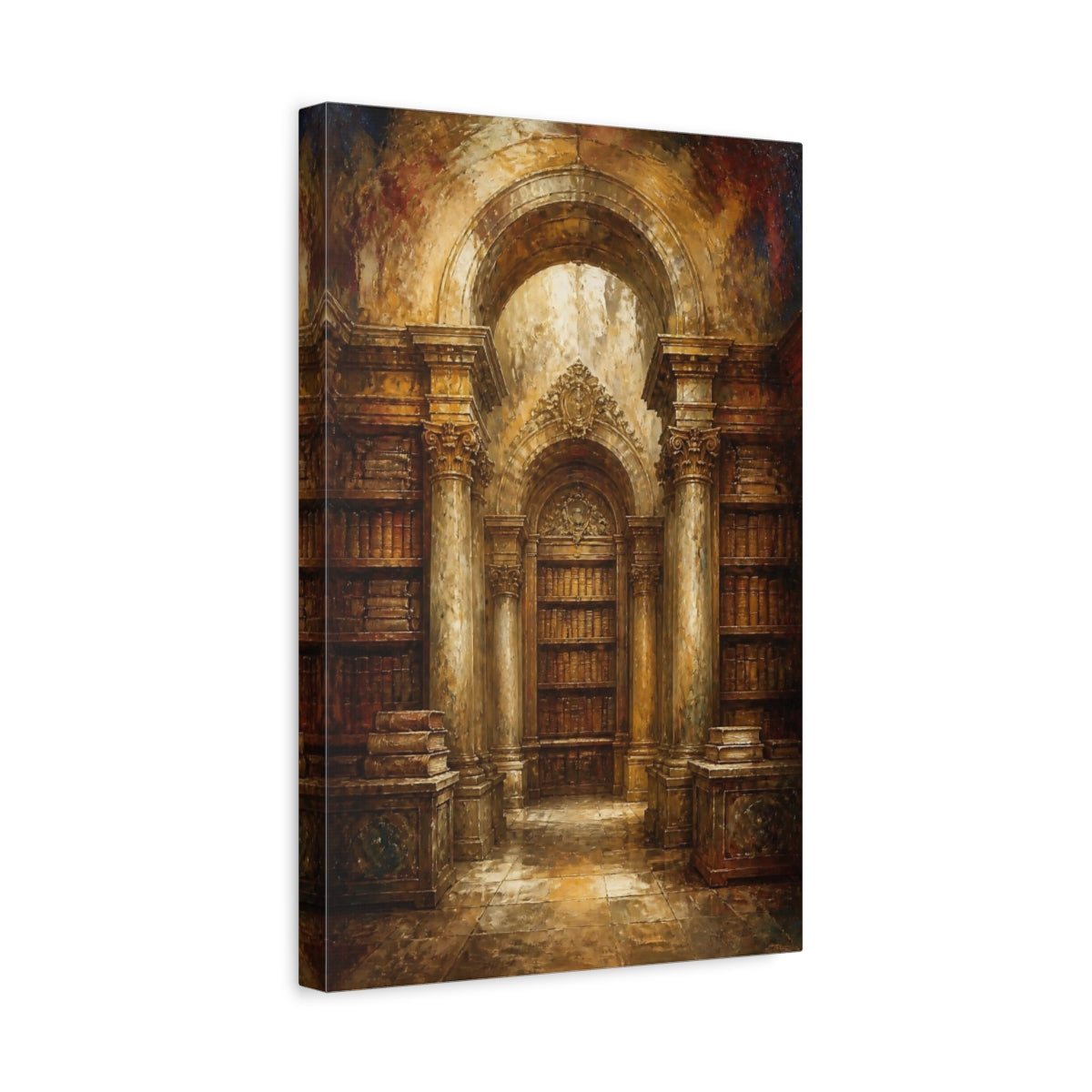 Side Mockup 4. Ornate Library Archway shown as canvas print