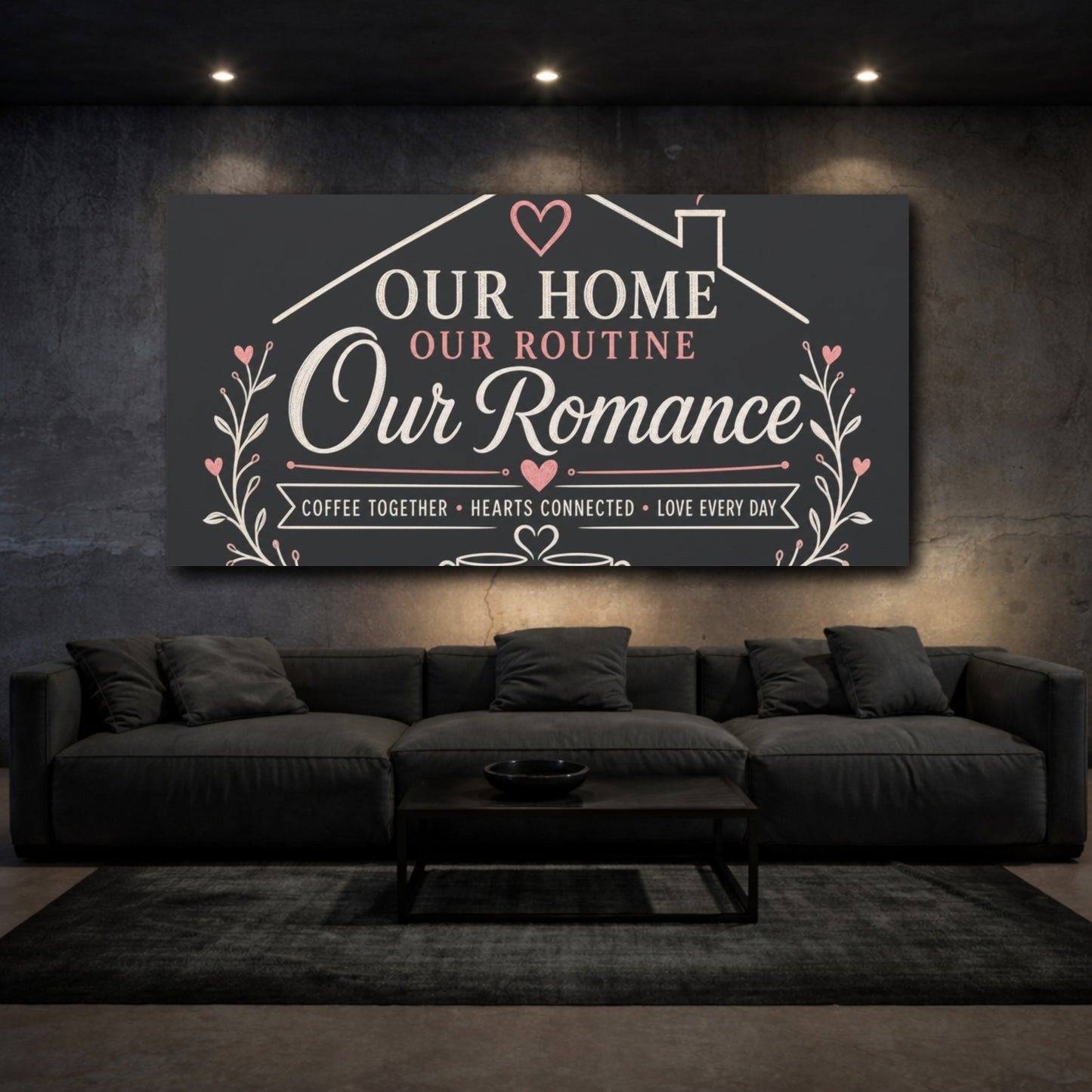 Mockup 3. Our Home Our Romance shown as canvas print