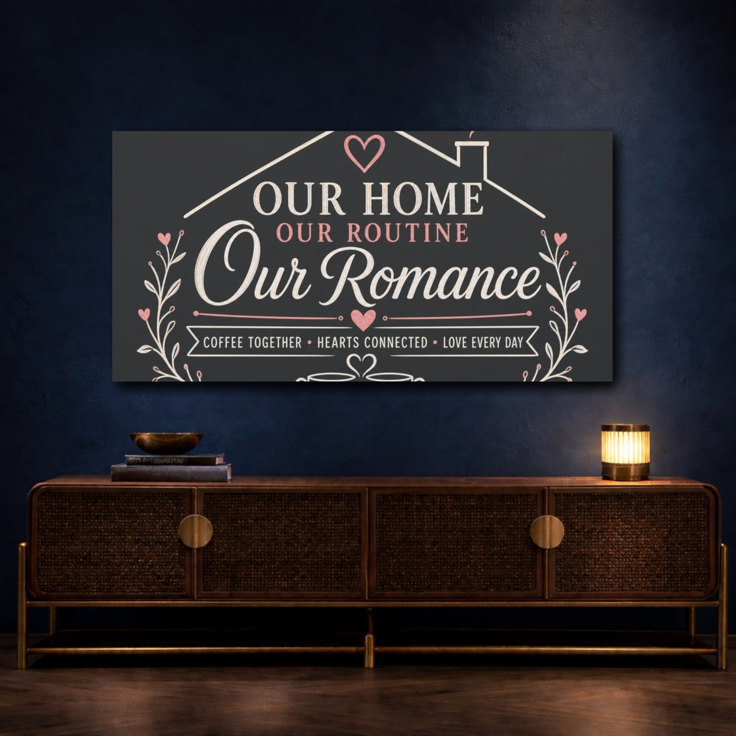 Mockup 4. Our Home Our Romance shown as canvas print