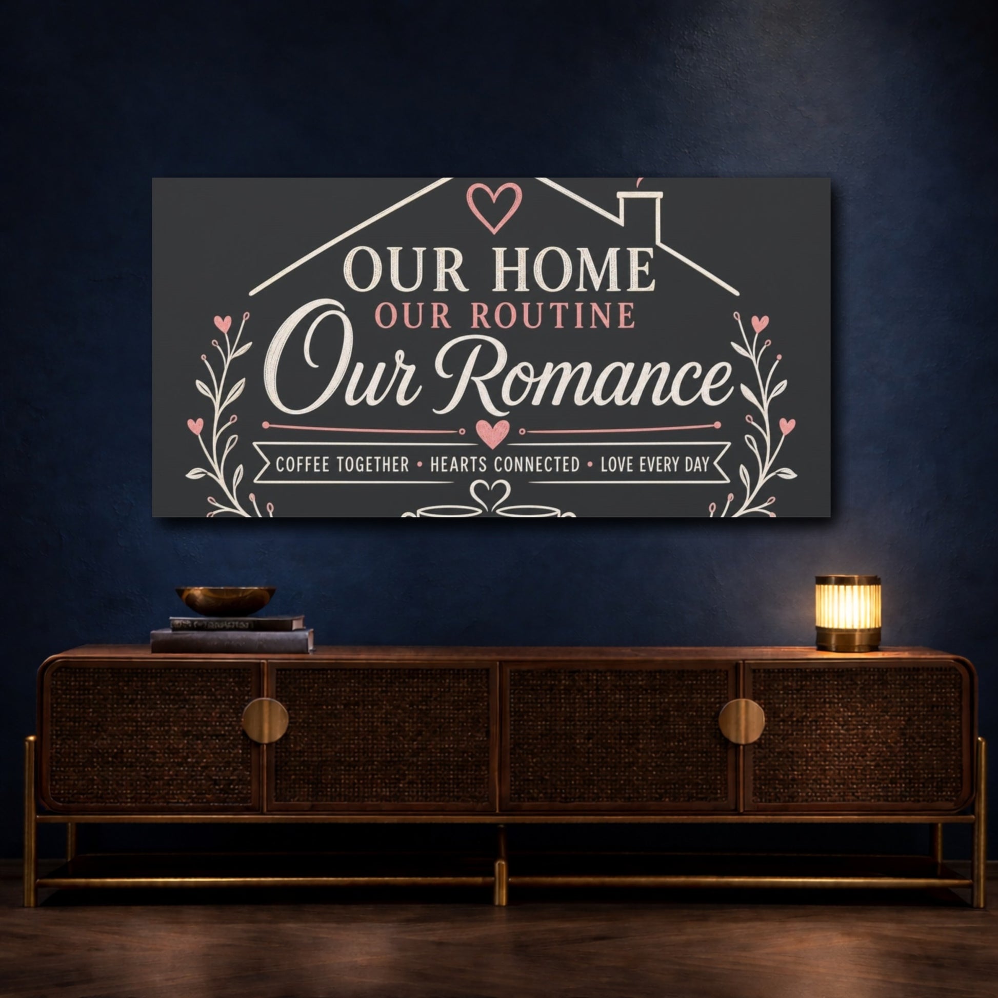Mockup 4. Our Home Our Romance shown as canvas print