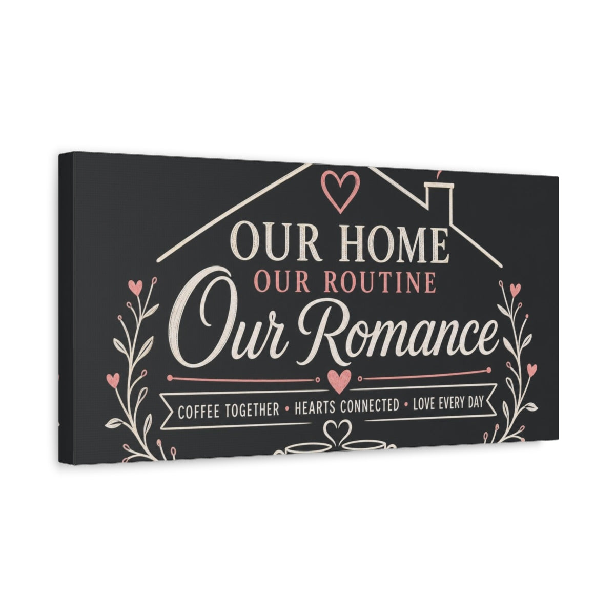 Side Mockup 3. Our Home Our Romance shown as canvas print