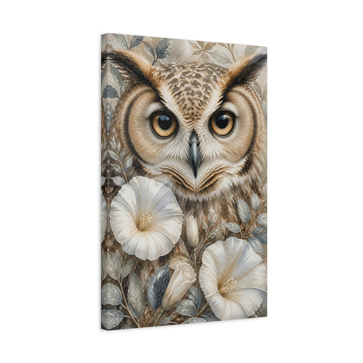 Side Mockup 3. Owl Animal Watercolor shown as canvas print