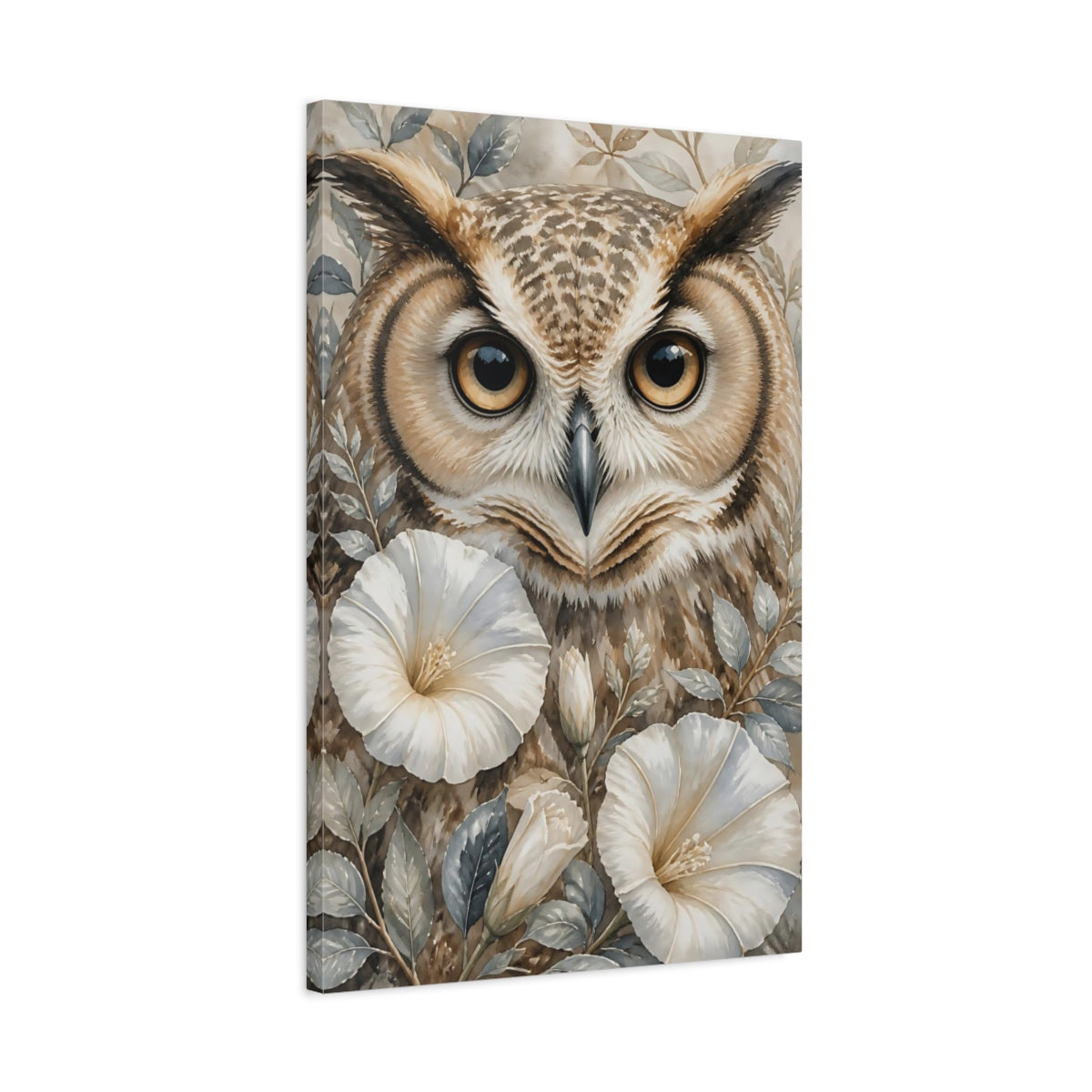 Side Mockup 2. Owl Animal Watercolor shown as canvas print