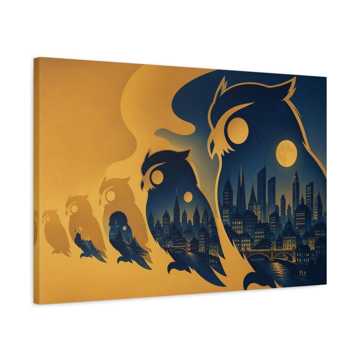 Side Mockup 2. Owl City At Midnight shown as canvas print