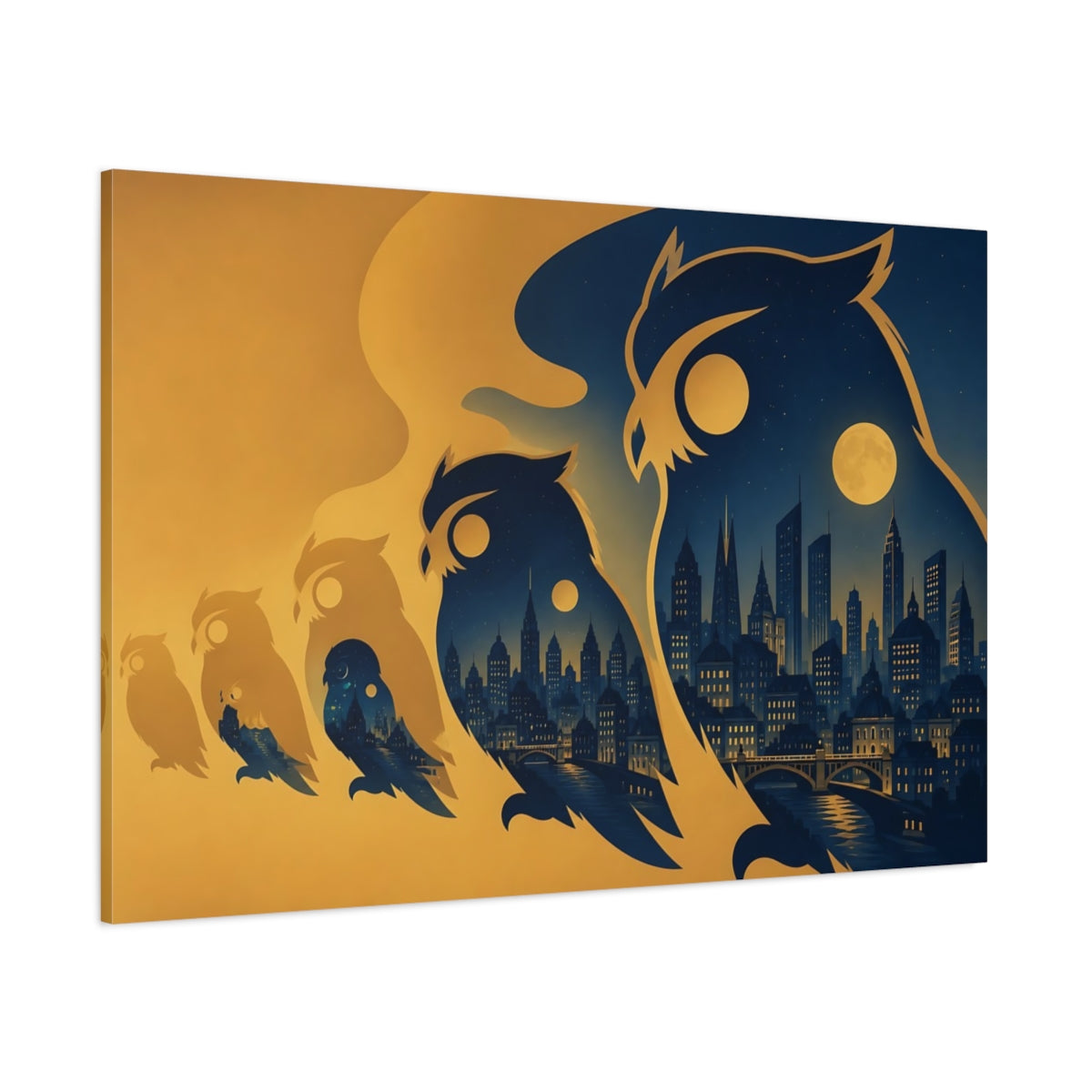 Side Mockup 1. Owl City At Midnight shown as canvas print