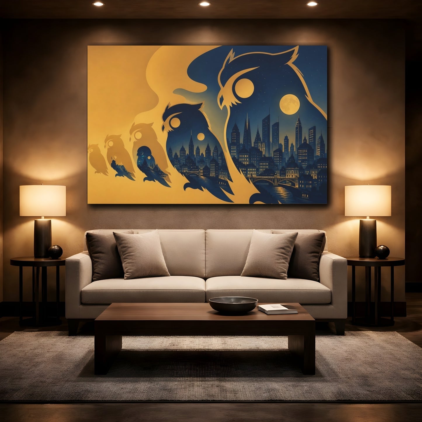 Mockup 2. Owl City At Midnight shown as canvas print