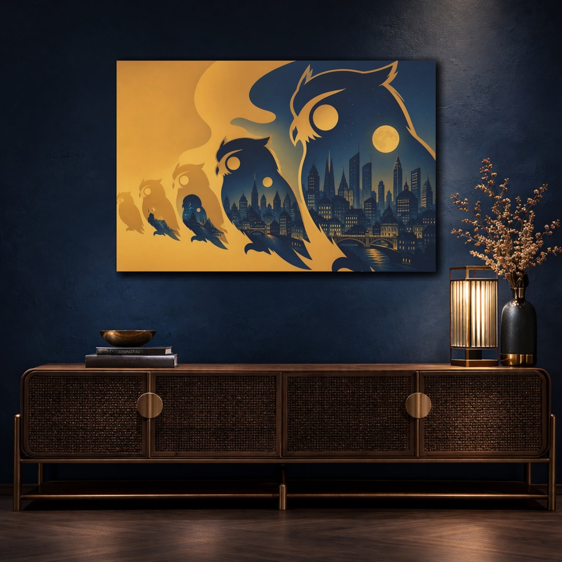 Mockup 4. Owl City At Midnight shown as canvas print
