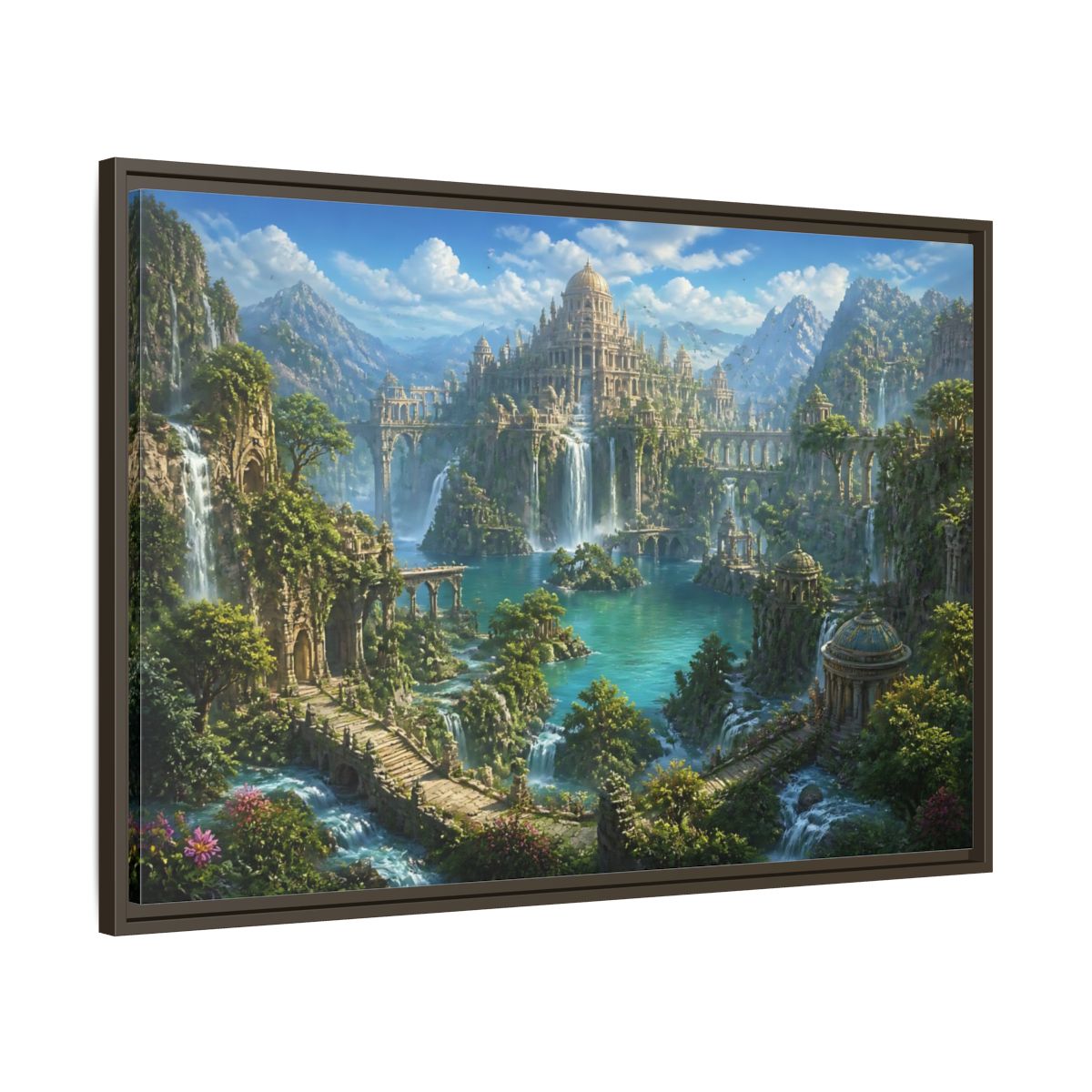 Main Mockup. Palace Of Cascading Falls shown as framed canvas print