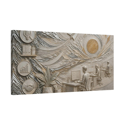 Side Mockup 1. Paper Airplane Office Scene shown as canvas print