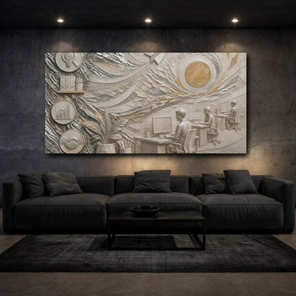 Mockup 3. Paper Airplane Office Scene shown as canvas print