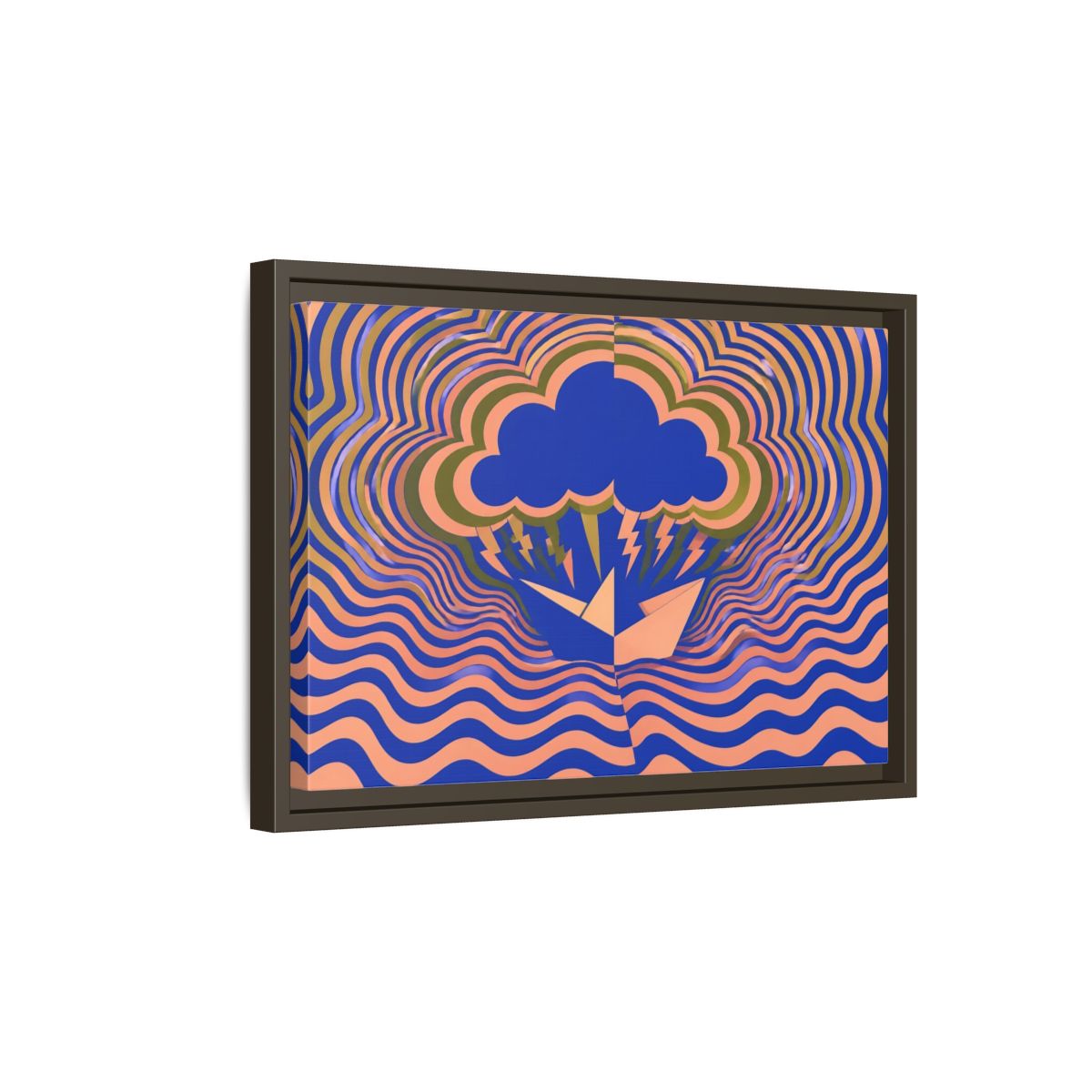 Side Mockup 5. Paper Boat Thundercloud shown as framed canvas print