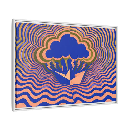 Side Mockup 9. Paper Boat Thundercloud shown as framed canvas print