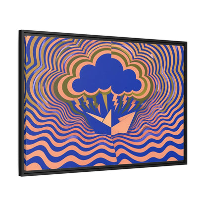 Side Mockup 13. Paper Boat Thundercloud shown as framed canvas print