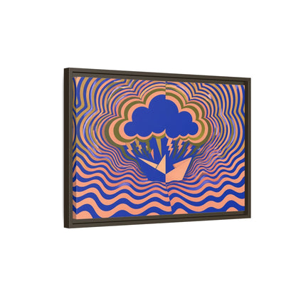 Side Mockup 2. Paper Boat Thundercloud shown as framed canvas print