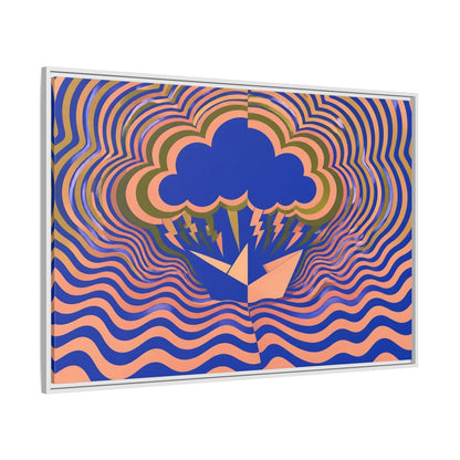 Side Mockup 7. Paper Boat Thundercloud shown as framed canvas print