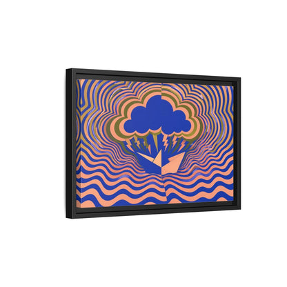 Side Mockup 6. Paper Boat Thundercloud shown as framed canvas print