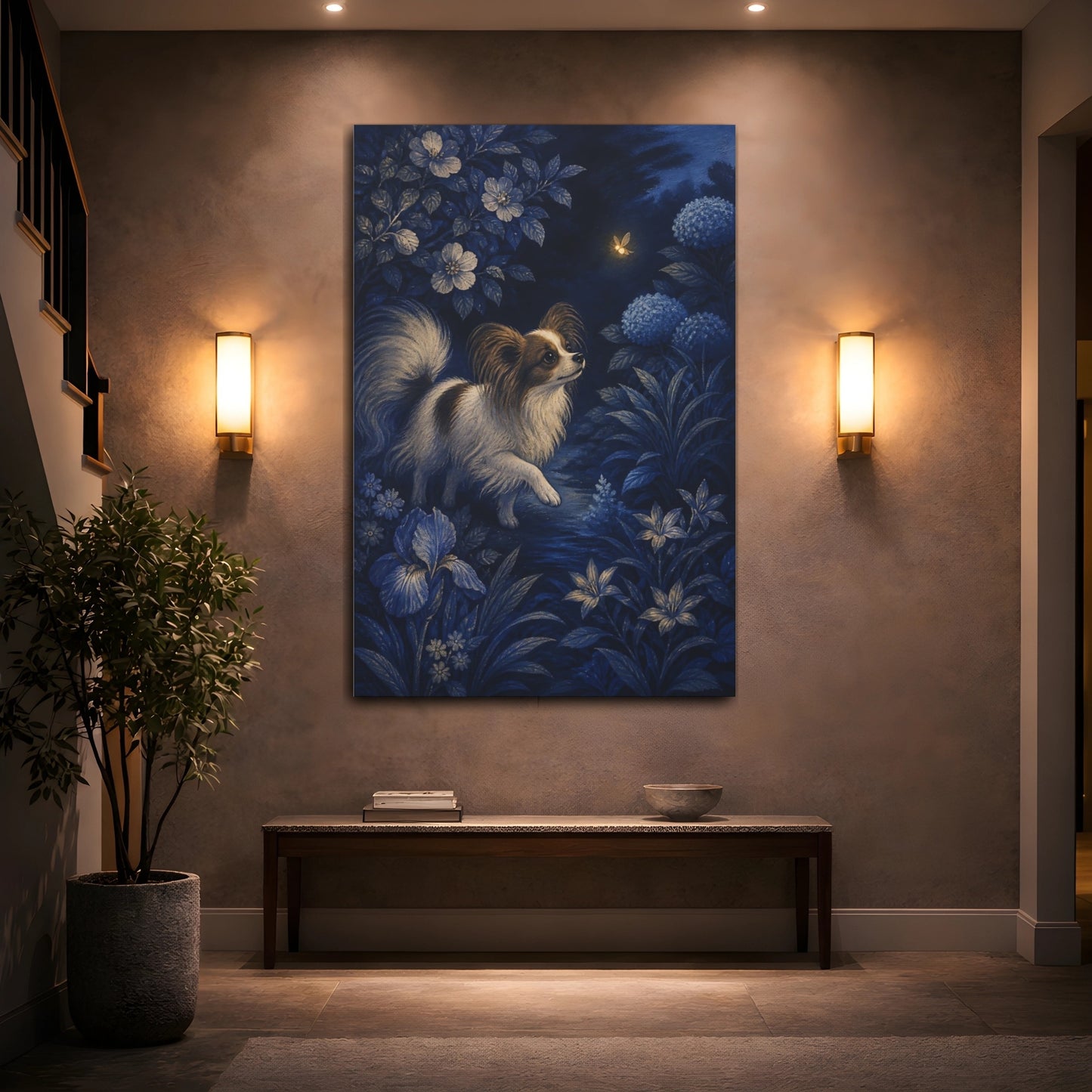 Mockup 2. Papillon Pet And Firefly shown as canvas print