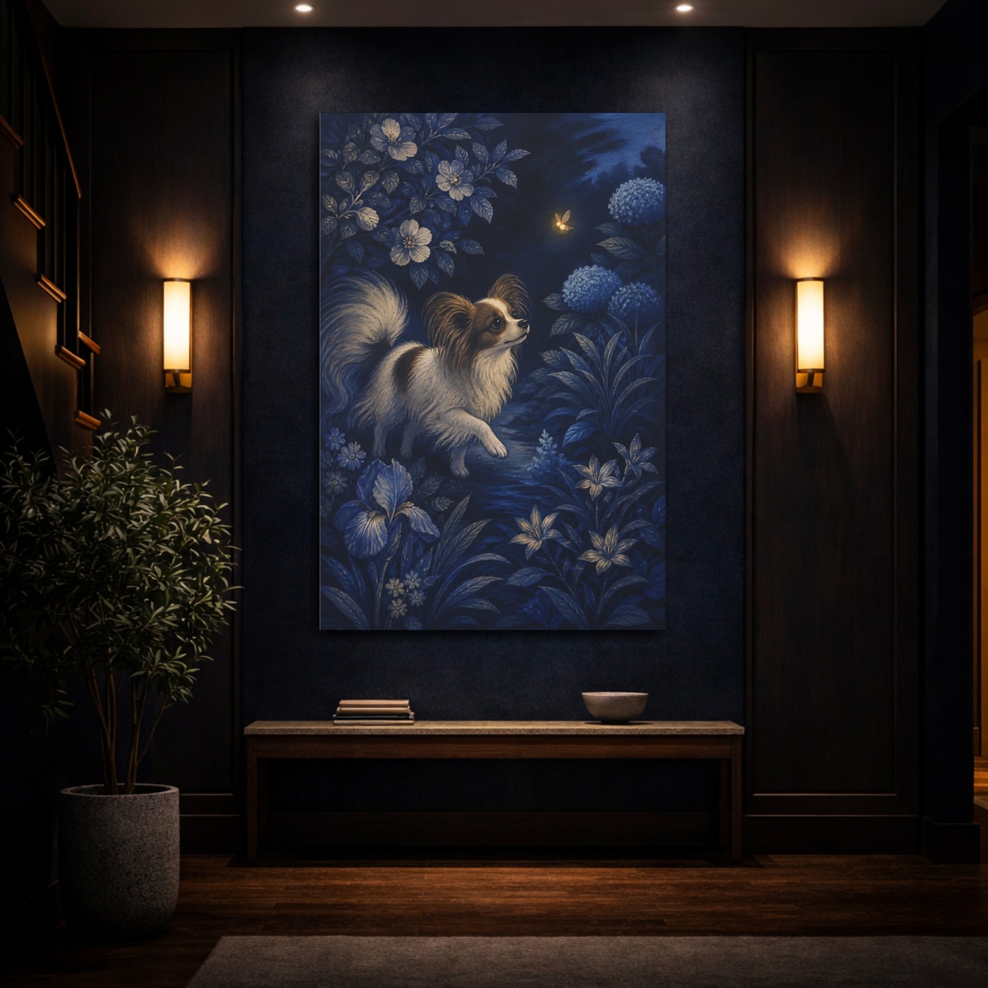 Mockup 4. Papillon Pet And Firefly shown as canvas print
