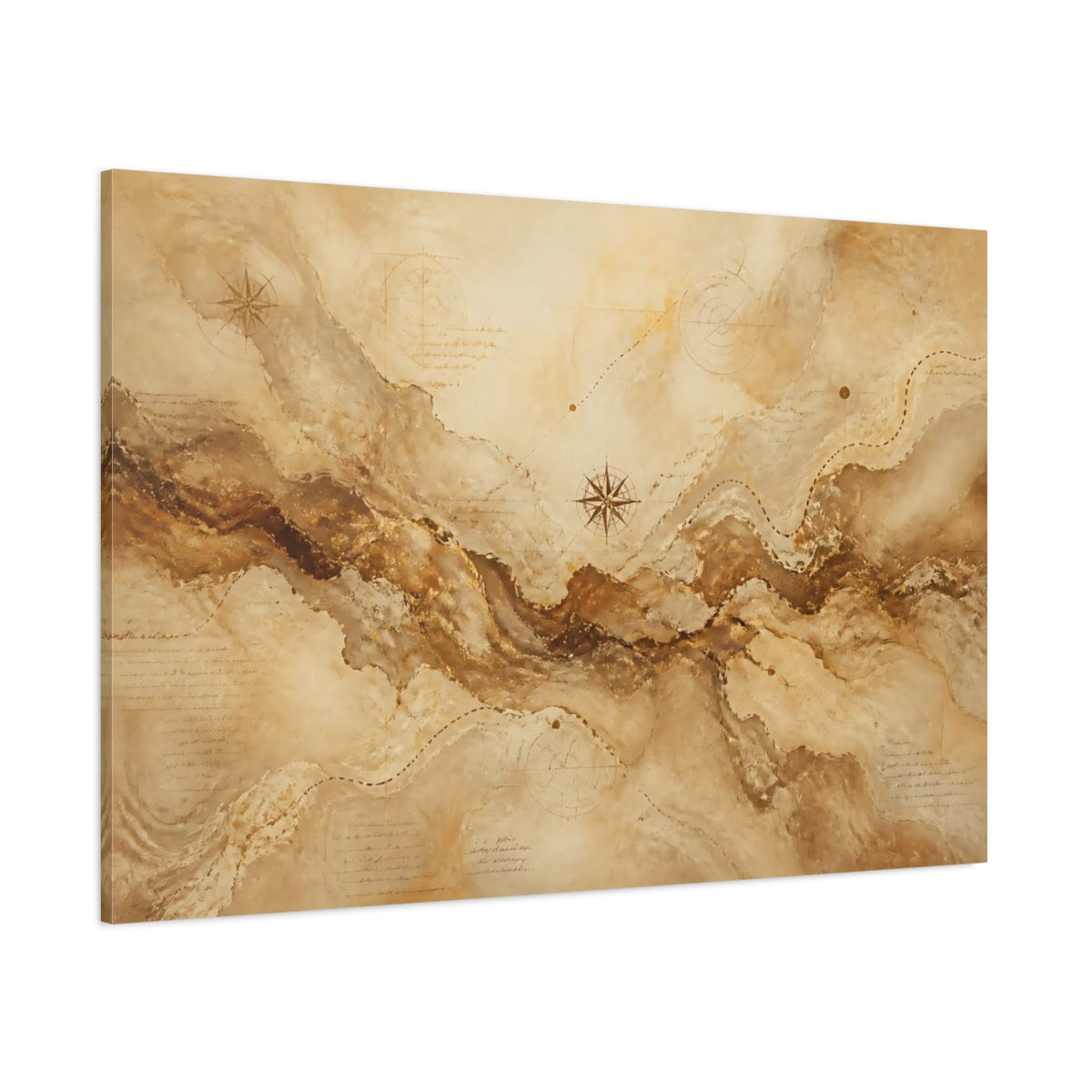 Side Mockup 1. Parchment Map Path shown as canvas print
