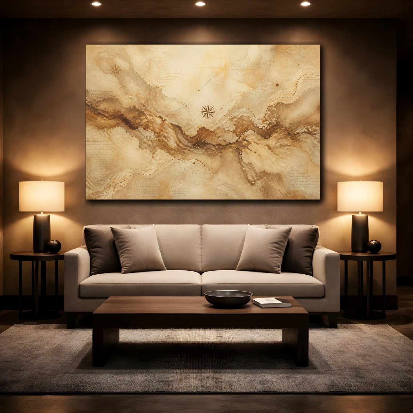 Mockup 2. Parchment Map Path shown as canvas print