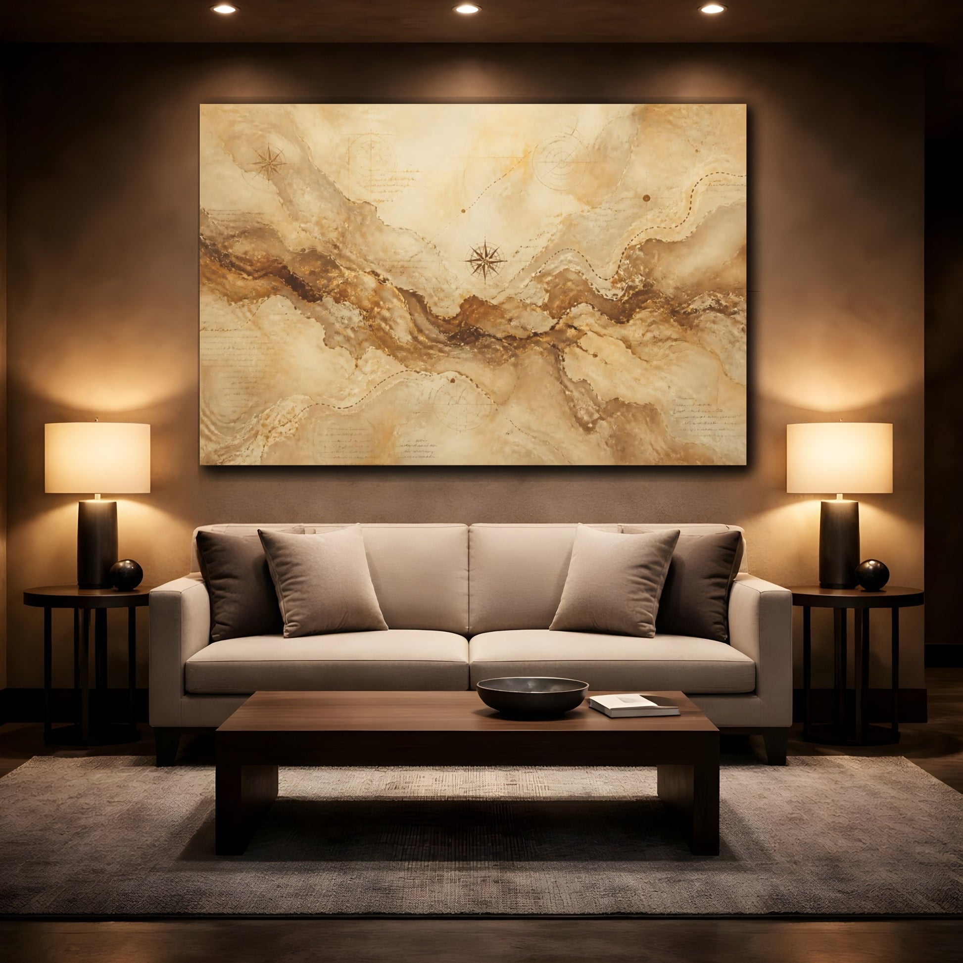 Mockup 2. Parchment Map Path shown as canvas print