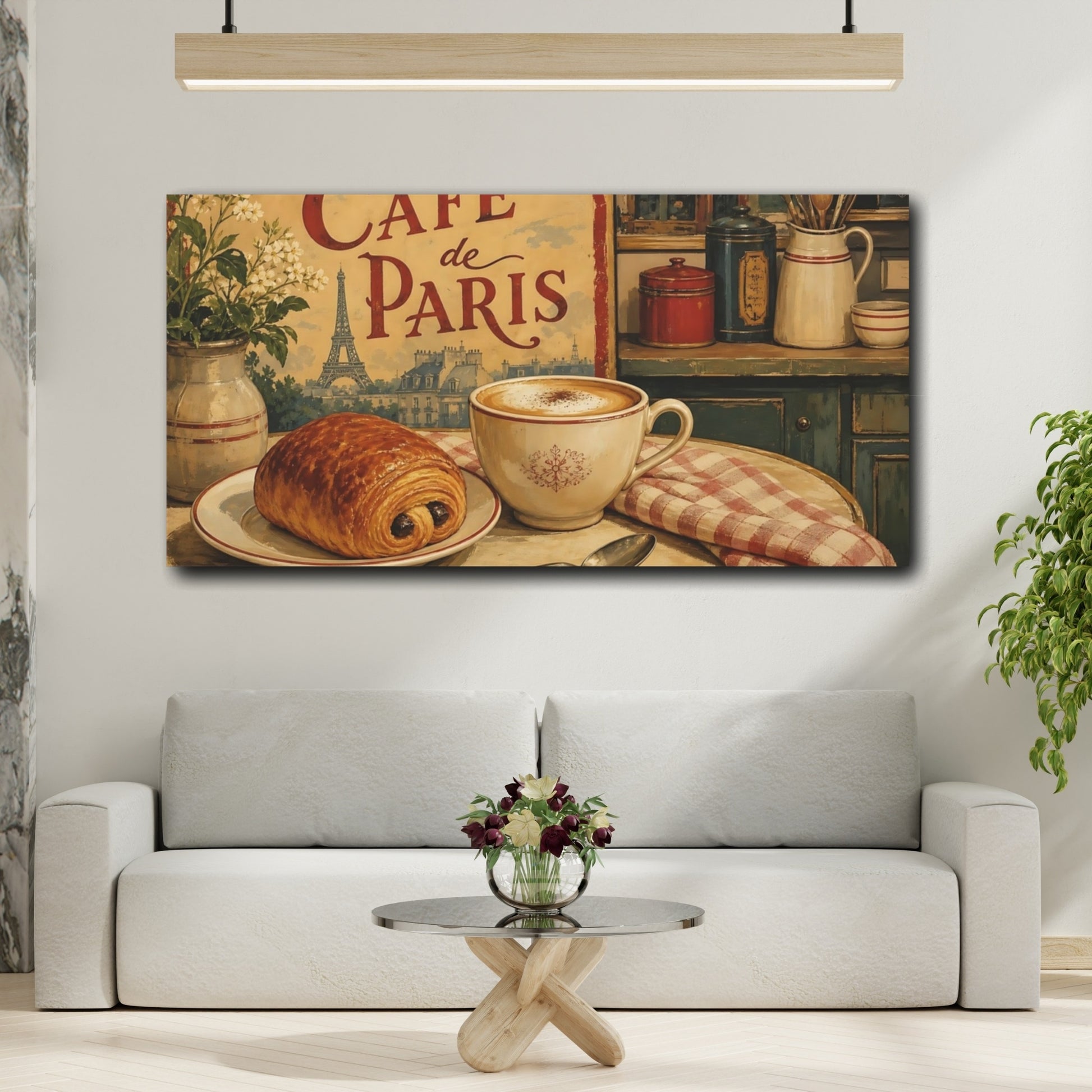 Mockup 2. Paris Café Breakfast shown as canvas print