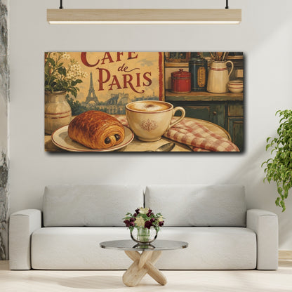 Mockup 2. Paris Café Breakfast shown as canvas print