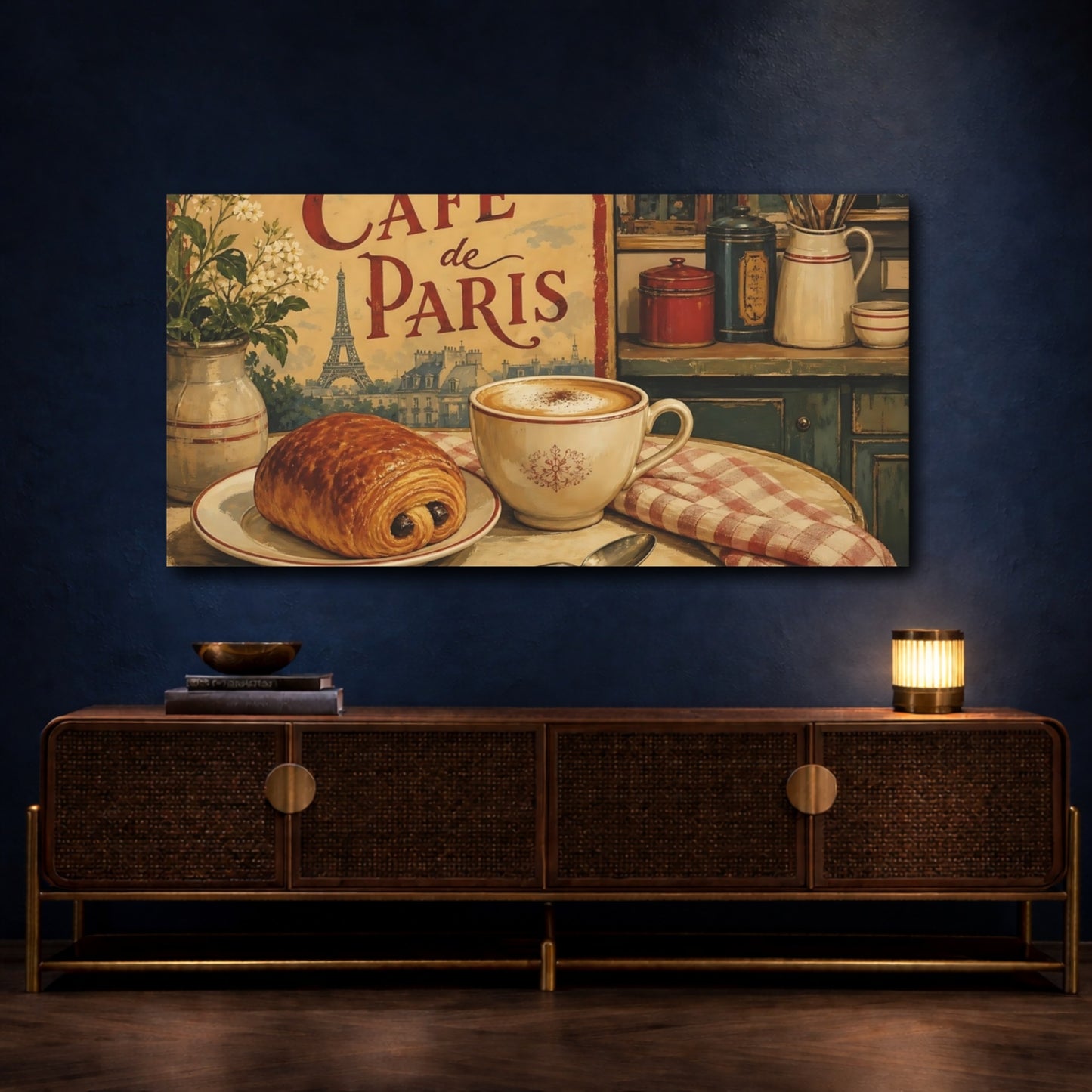 Mockup 4. Paris Café Breakfast shown as canvas print