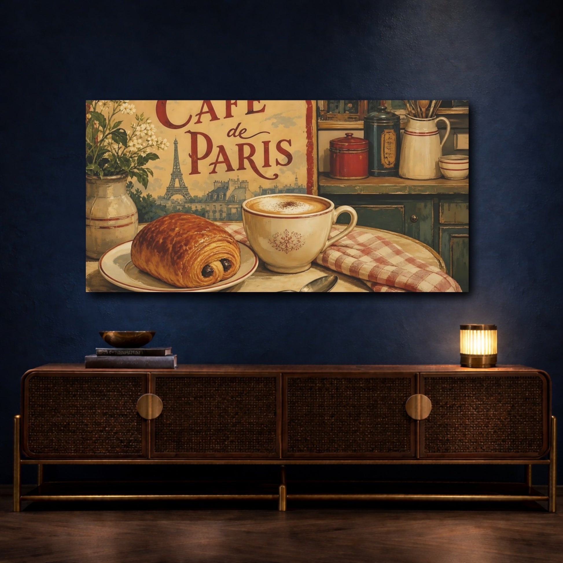 Mockup 4. Paris Café Breakfast shown as canvas print
