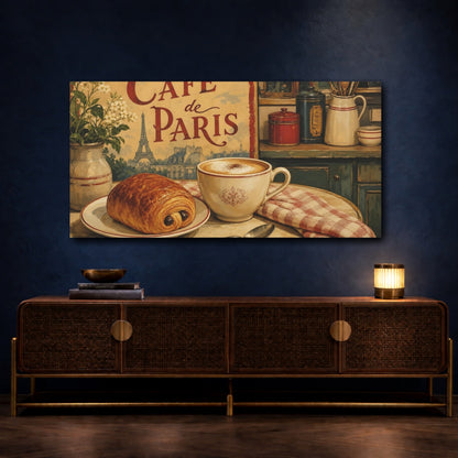 Mockup 4. Paris Café Breakfast shown as canvas print