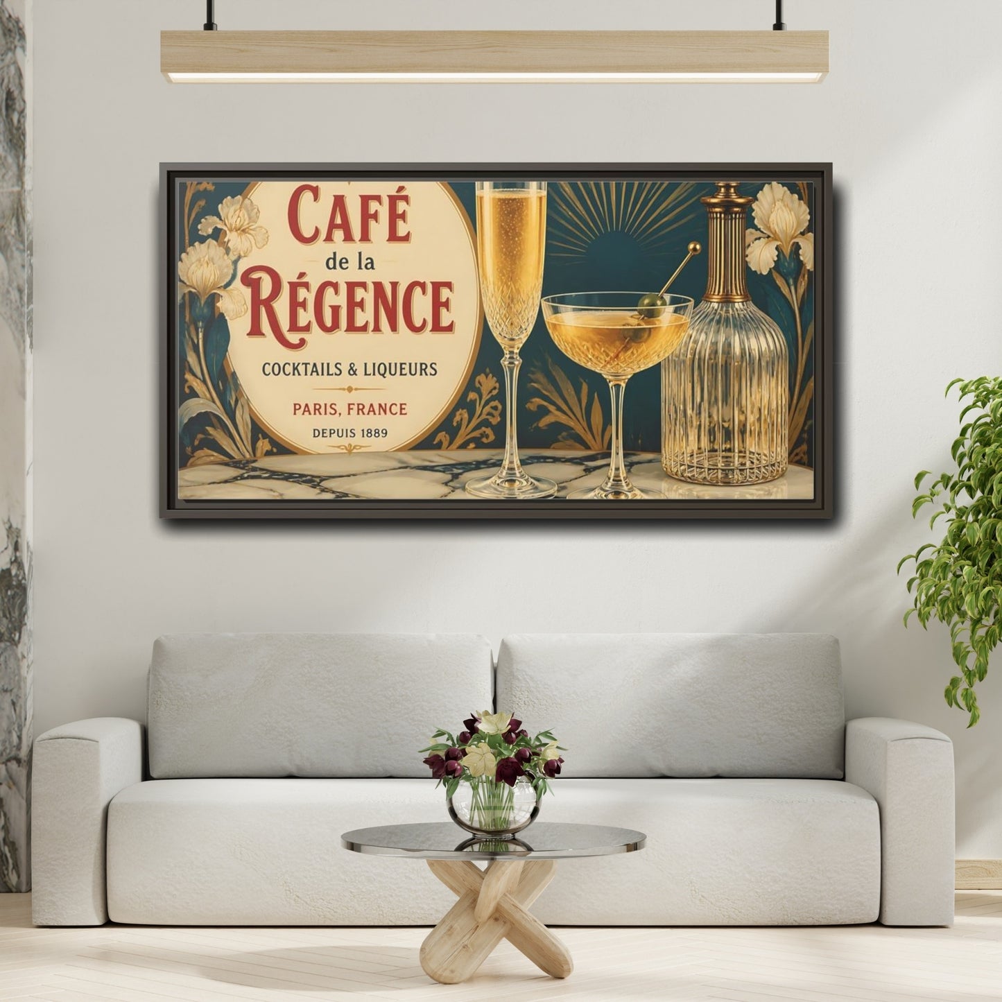 Mockup 2. Paris Cocktail Bar Still Life shown as framed canvas print