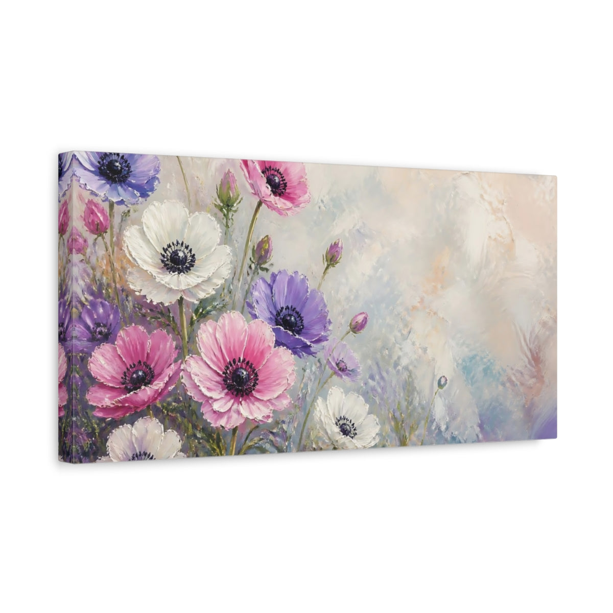 Side Mockup 3. Pastel Anemone Garden shown as canvas print
