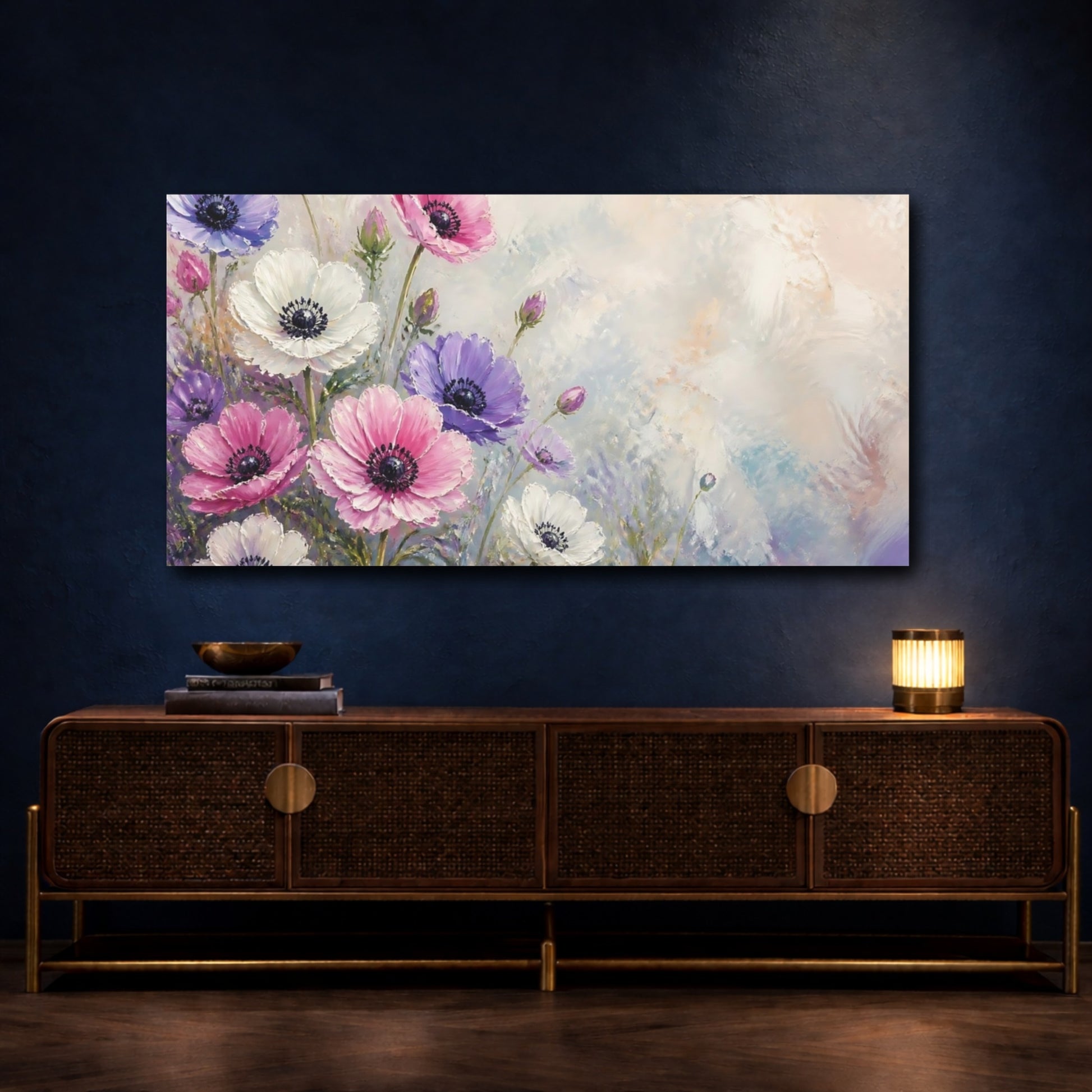 Mockup 4. Pastel Anemone Garden shown as canvas print